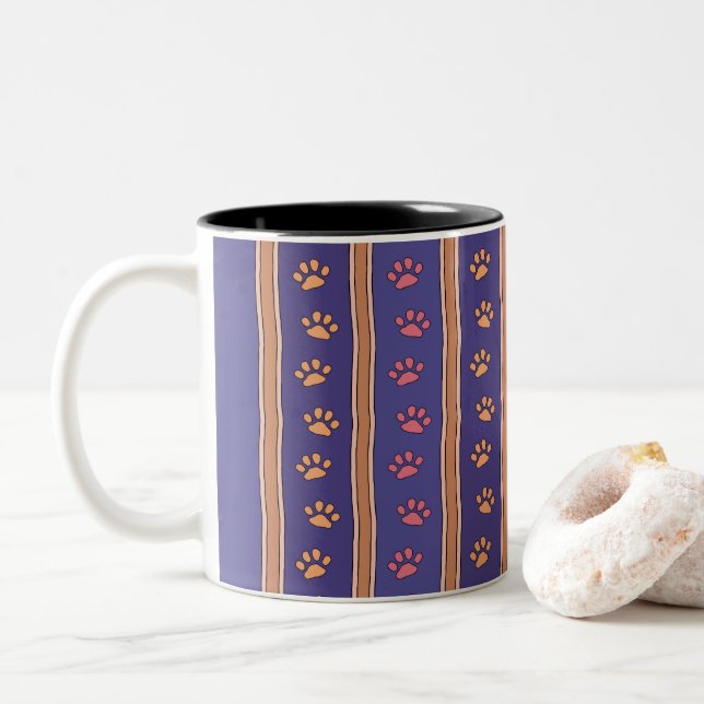 Caneca De Café Pawprint Pattern (Com Donut)