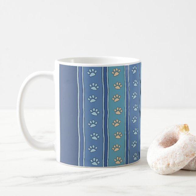Caneca De Café Pawprint Pattern (Com Donut)