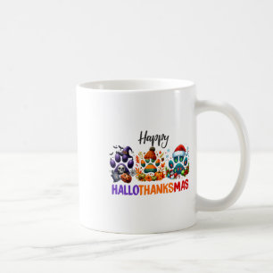 Caneca De Café Paws Happy Hallothanksmas Dia das Bruxas Ação de G