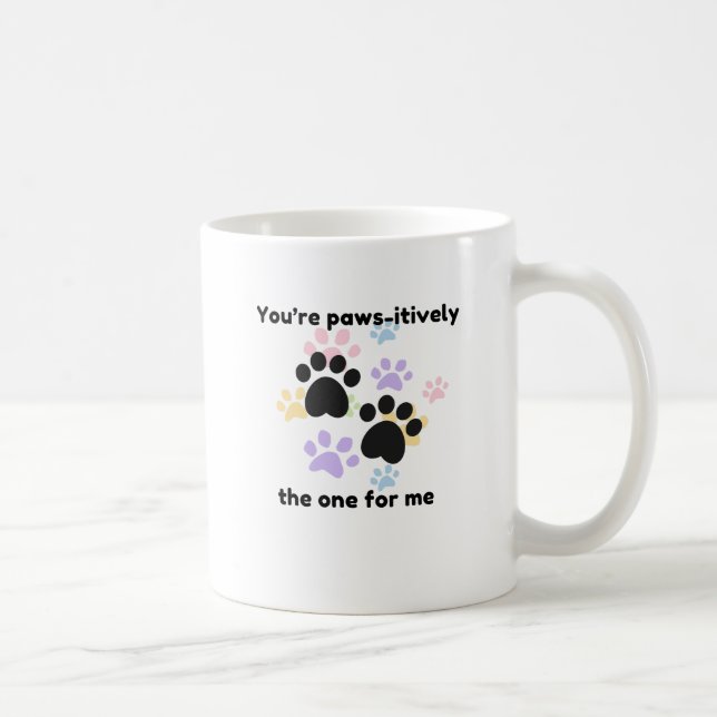 Caneca De Café "Paws-Itively for Me - Cute Dog Lover Mug" (Direita)