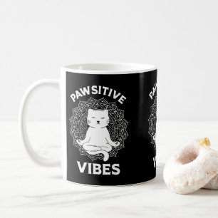 Caneca De Café Pawsitive Vibes Zen Kitty Proprietários Cat Mãe e 