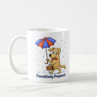 Caneca De Café Pawsitively Prepared – Cute Dog with Umbrella