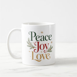 Caneca De Café Paz Alegria Amor Tipografia Vintage Elegante