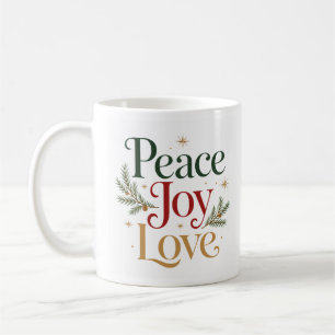 Caneca De Café Paz Alegria Amor Tipografia Vintage Elegante