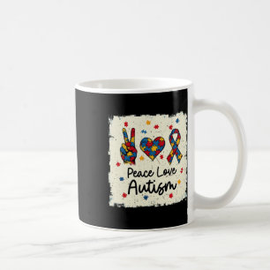 Caneca De Café Paz Amor Autismo Em Abril Usamos Azul Pelo Autismo