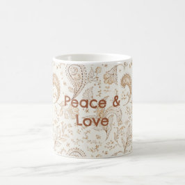 Caneca De Café Paz Amor Boêmio Hippie Anos Sessenta Paisley
