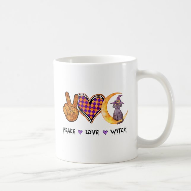 Caneca De Café Paz, Amor, Bruxa (Direita)