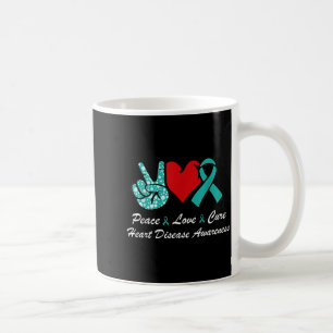 Caneca De Café Paz Amor Cura Conscientização Doenças Cardíacas Ch