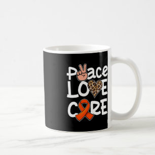 Caneca De Café Paz Amor Curva Faixa Laranja Sensibilização para a