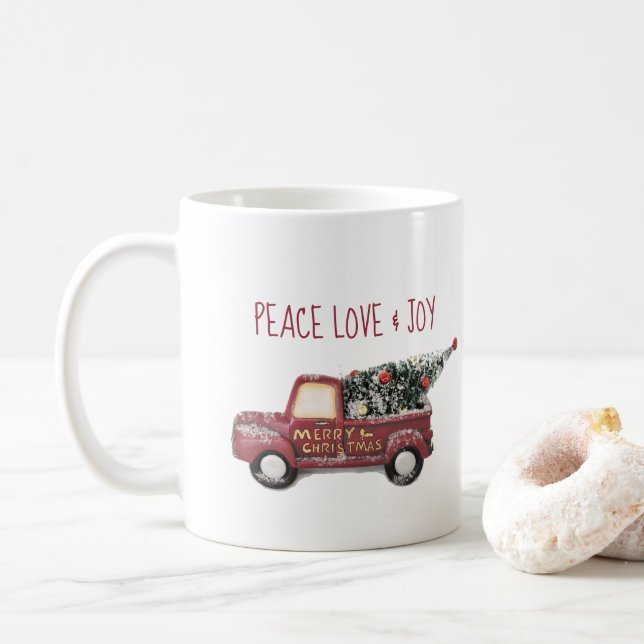 Caneca De Café Paz, amor e alegria com RedToy Truck Feliz Natal (Com Donut)