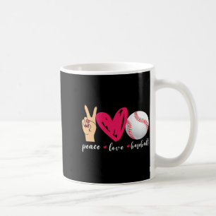 Caneca De Café Paz Amor E Beisebol Equipe De Beisebol Divertida A