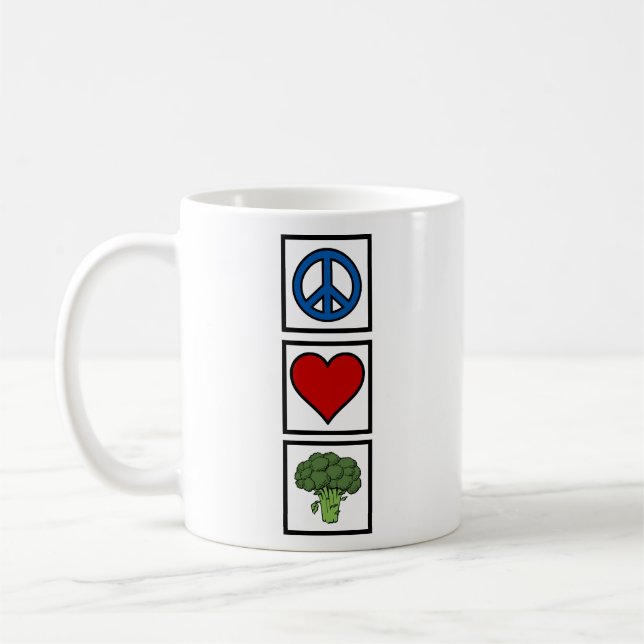 Caneca De Café Paz, amor e brócolis (Esquerda)