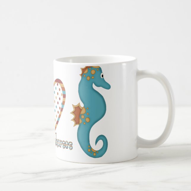 Caneca De Café Paz, Amor e Cavalos-marinhos (Direita)