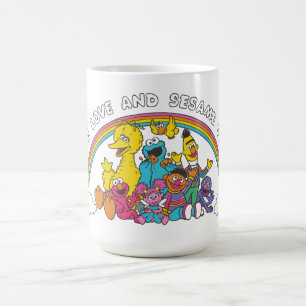 Caneca De Café Paz, Amor e Rua Sésamo