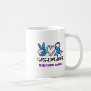 Caneca De Café Paz Amor Esperança Prevenção do Suicídio Coração C