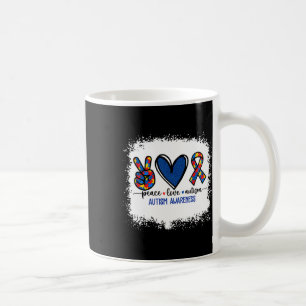 Caneca De Café Paz Amor Fita Autismo Atenção Aceitar Amor