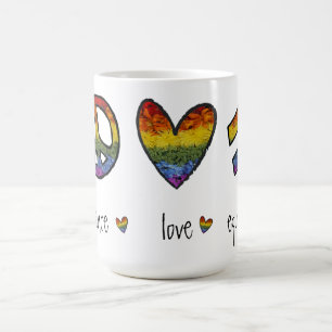 Caneca De Café Paz Amor Igualdade Orgulho Café Floral Mug