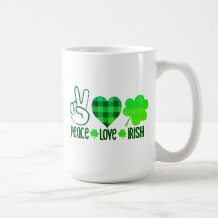 Caneca De Café Paz Amor Irlandês Design do Dia de São Patrício-66
