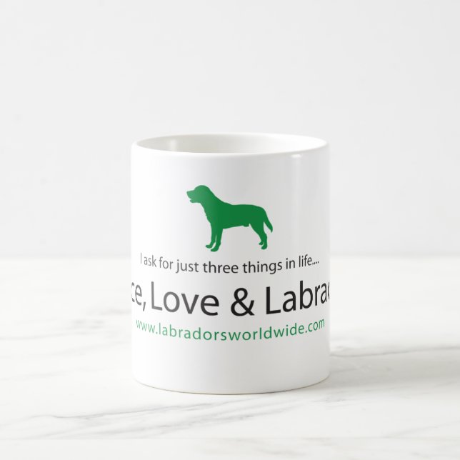 Caneca De Café Paz, amor & Labradors (Centro)