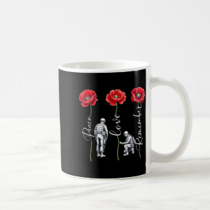 Caneca De Café Paz Amor Lembrar Flor Vermelha Papoula Soldado