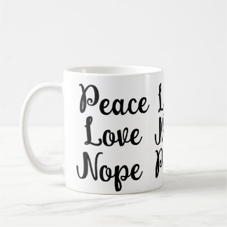 Caneca De Café Paz, Amor, Não Engraçado Texto Negra