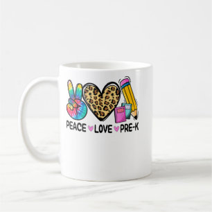 Caneca De Café Paz Amor Pré-K Leopard Tie Dye De Volta À Escola