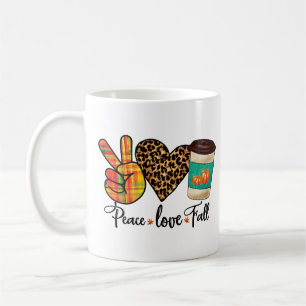 Caneca De Café Paz, Amor, Pumpkin Spice Latte de Queda Leopardo