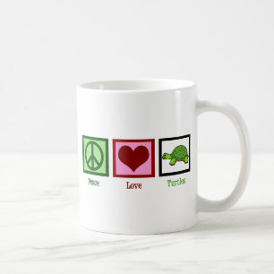 Caneca De Café Paz Amor Tartarugas Duplas