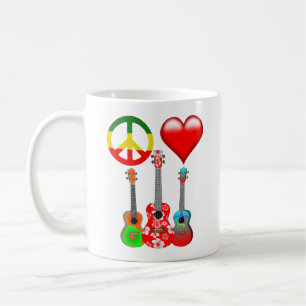Caneca De Café Paz Amor Ukuleles