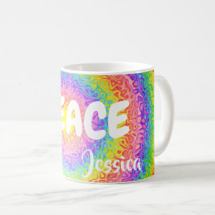 Caneca De Café Paz colorida do arco-íris personalizada