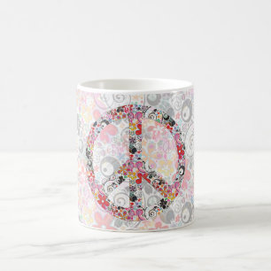 Caneca De Café Paz de flower power mim luz de FlowerPower