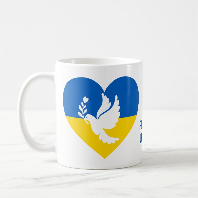 Caneca De Café Paz de Texto Personalizado para a Ucrânia (Esquerda)