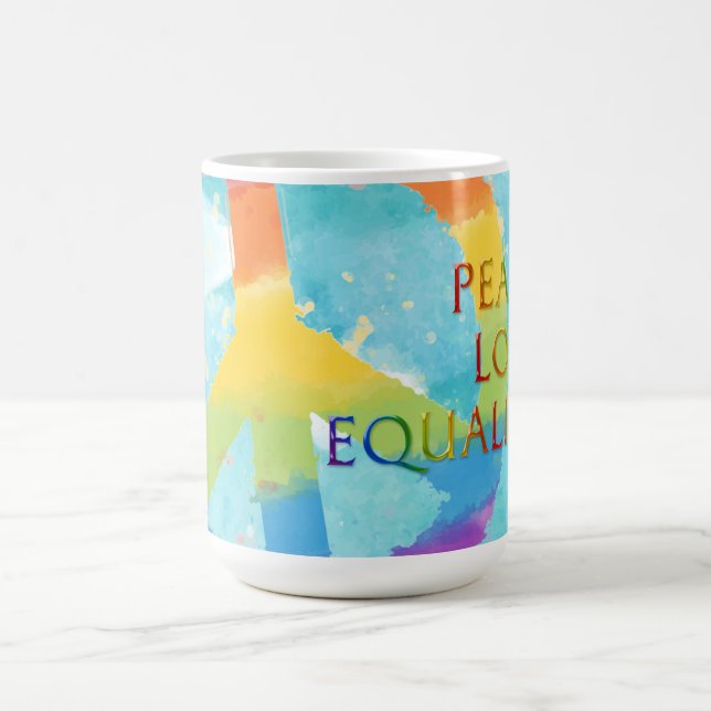 Caneca De Café Paz e Igualdade com o Rainbow Peace Symbol (Centro)