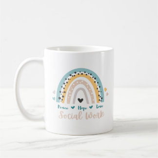 Caneca De Café Paz Esperança Ama Trabalho Social Café Mug