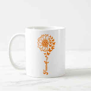 Caneca De Café Paz Girassol com Borboletas Café Mug
