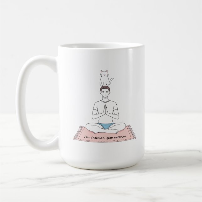 Caneca De Café Paz Interior, Gato Exterior (Esquerda)