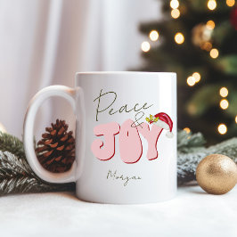 Caneca De Café Paz Joia Natal Rosa Vermelho Vermelho Festivo Apel