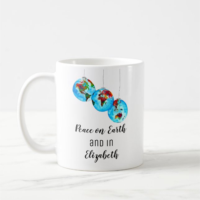 Caneca De Café Paz na Terra Nome Presente Água Vidro (Esquerda)