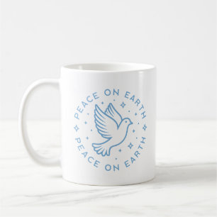 Caneca De Café Paz na Terra pomba estética azul-cristã