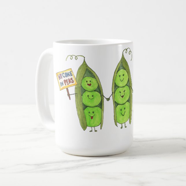 Caneca De Café Paz - Nós Vimos em Ervilhas (Frente Esquerda)