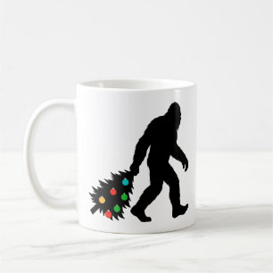 Caneca De Café Pé Grande Arrastando Árvore de Natal