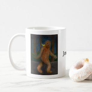 Caneca De Café Pé grande com um pequeno pássaro amarelo nome pers