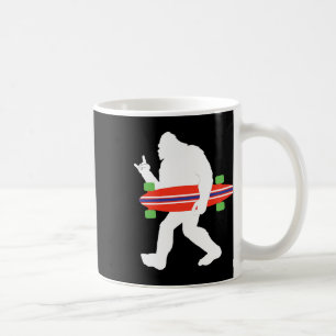 Caneca De Café Pé Grande Engraçado Com Skate Longboard 