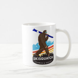 Caneca De Café Pé Grande Engraçado Esquiando Skisquatch Busca e R