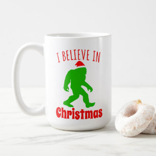 Caneca De Café Pé Grande Engraçado Eu Acredito No Natal