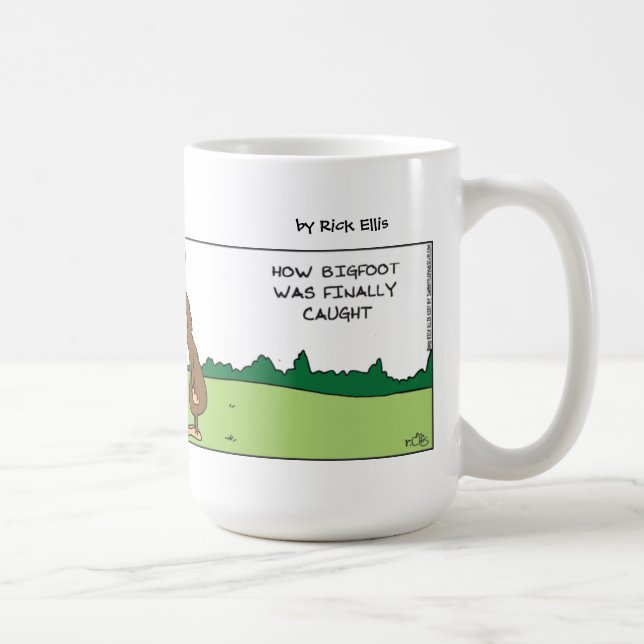 Caneca De Café Pé Grande Engraçado Preso (Direita)
