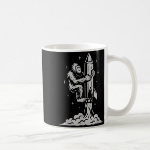 Caneca De Café Pé Grande Engraçado Voando Para o Espaço Com Estre