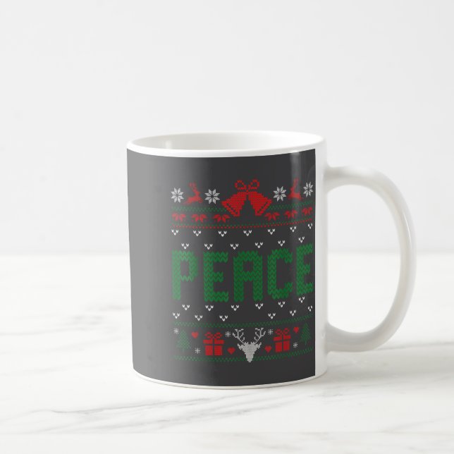Caneca De Café Peace I Come In Peace Couple Matching Ugly Christm (Direita)