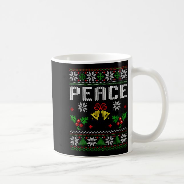 Caneca De Café Peace I Come In Peace Couple Matching Ugly Christm (Direita)