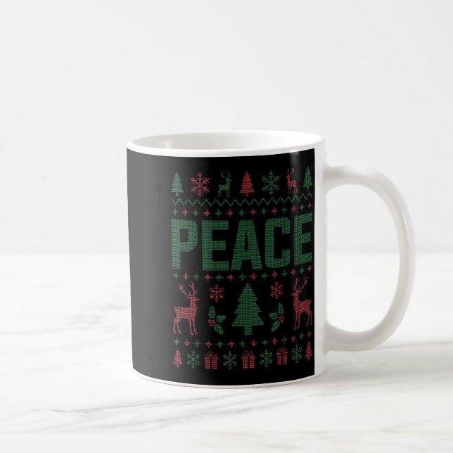 Caneca De Café Peace I Come In Peace Couple Matching Ugly Christm (Direita)